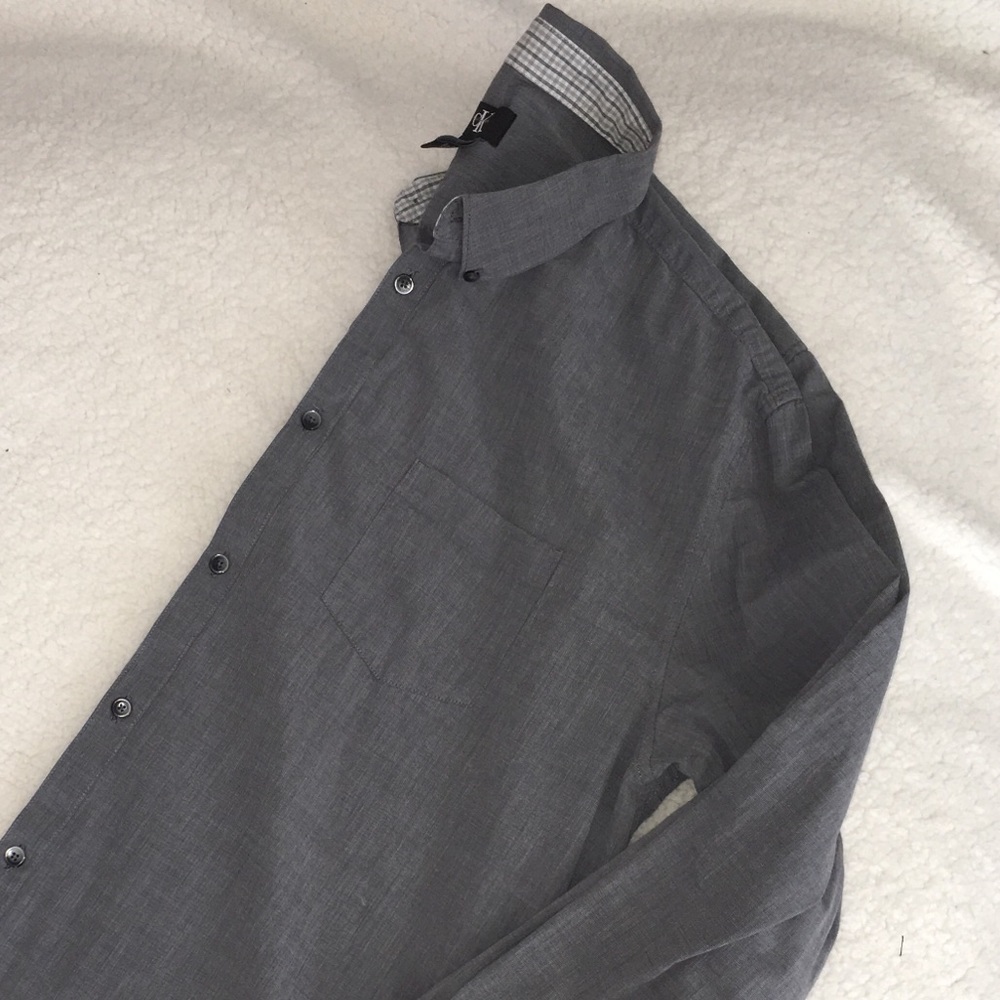 Calvin Klein Gray Long Sleeve Button Down